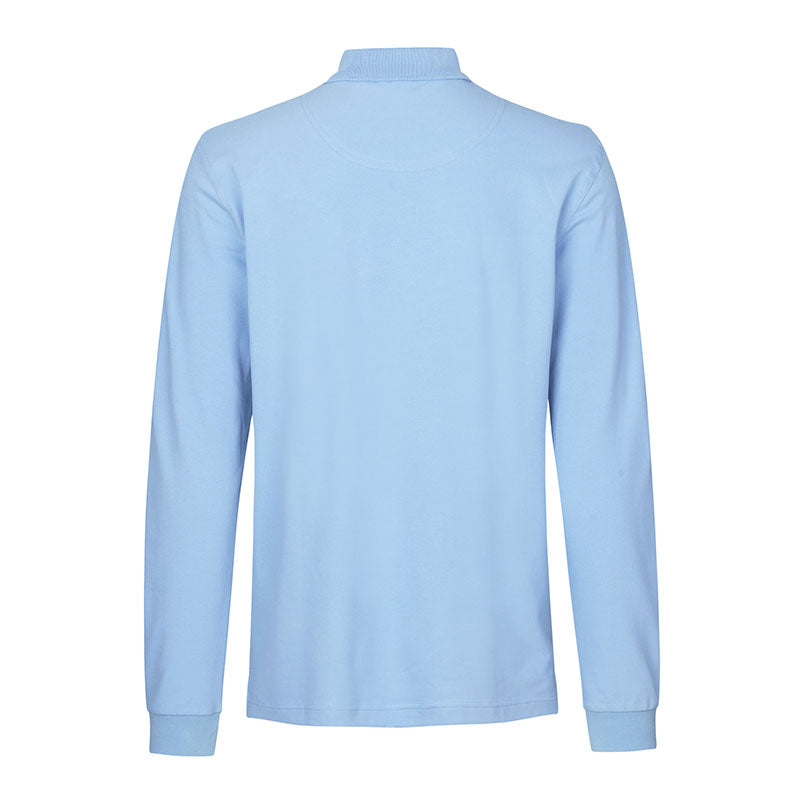 Langærmet Poloshirt Stretch Herre, Lyseblå