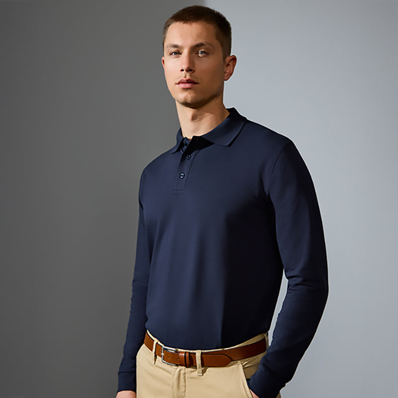 Langærmet Poloshirt Stretch Herre, Navy