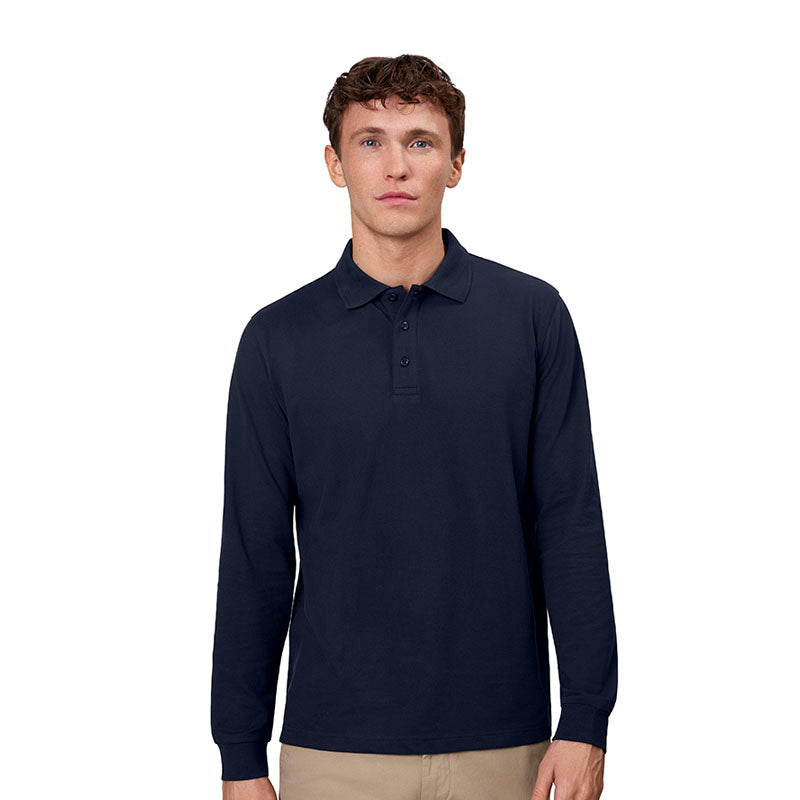Langærmet Poloshirt Stretch Herre, Navy