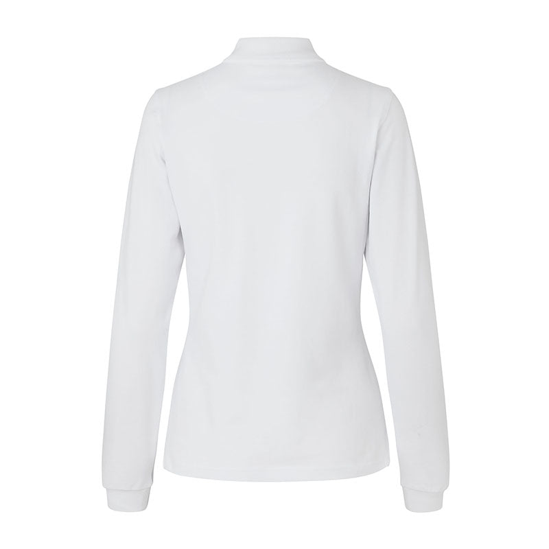 Langærmet Poloshirt Stretch Dame, Hvid