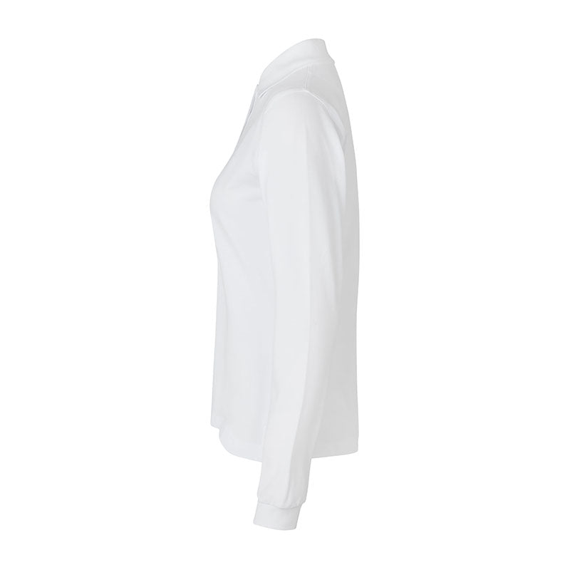 Langærmet Poloshirt Stretch Dame, Hvid