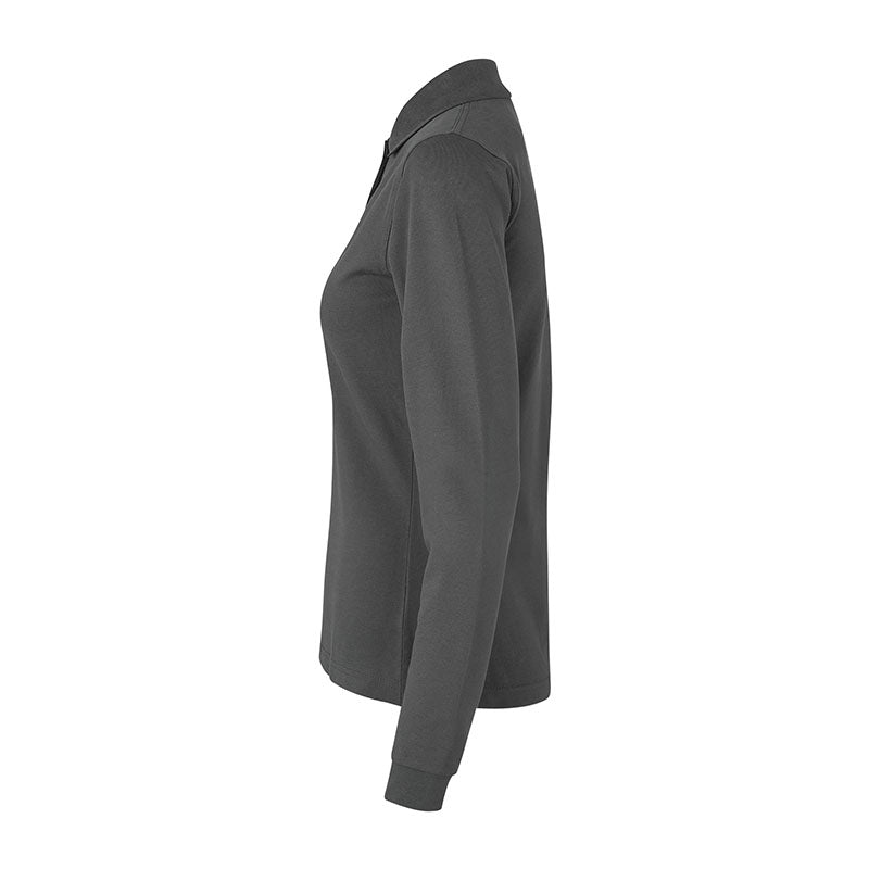 Langærmet Poloshirt Stretch Dame, Koksgrå