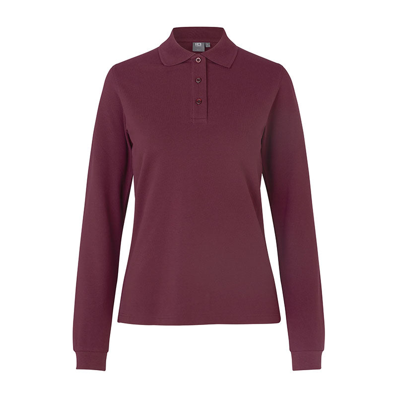 Langærmet Poloshirt Stretch Dame, Bordeaux