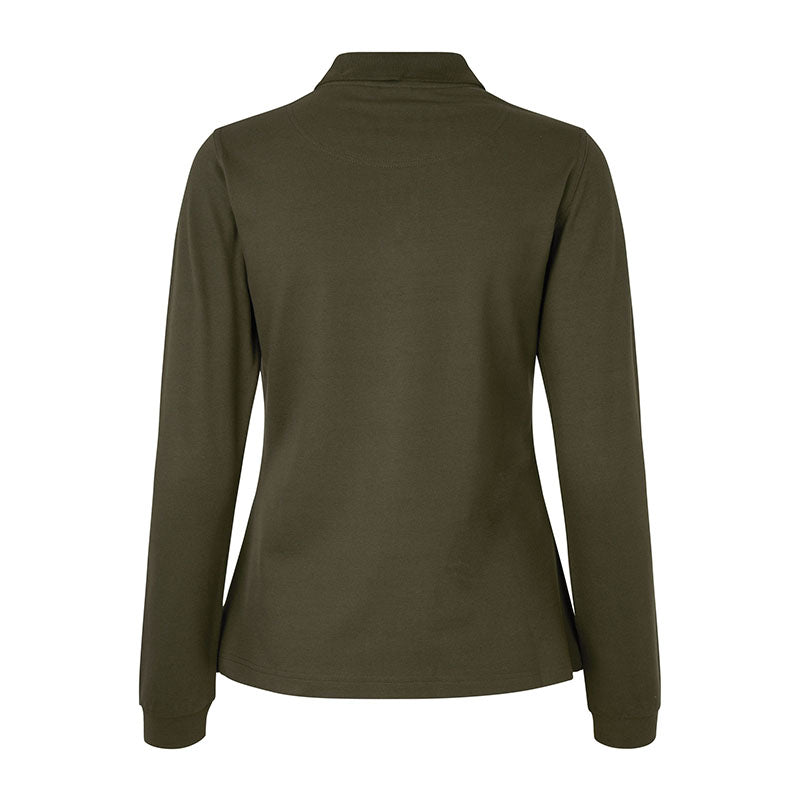 Langærmet Poloshirt Stretch Dame, oliven