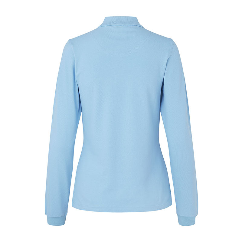 Langærmet Poloshirt Stretch Dame, Lyseblå