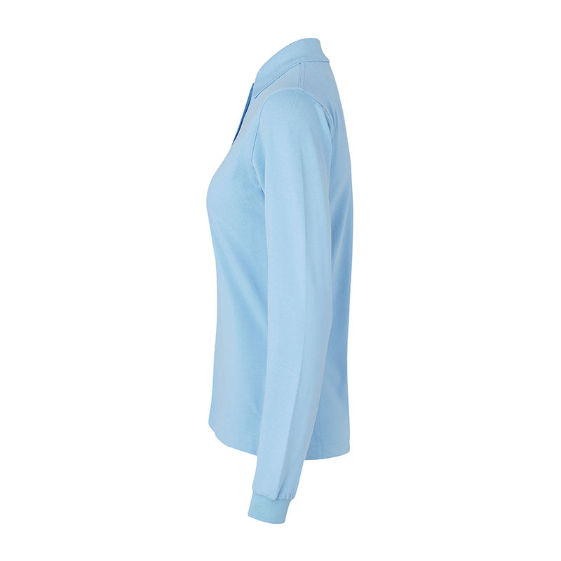 Langærmet Poloshirt Stretch Dame, Lyseblå