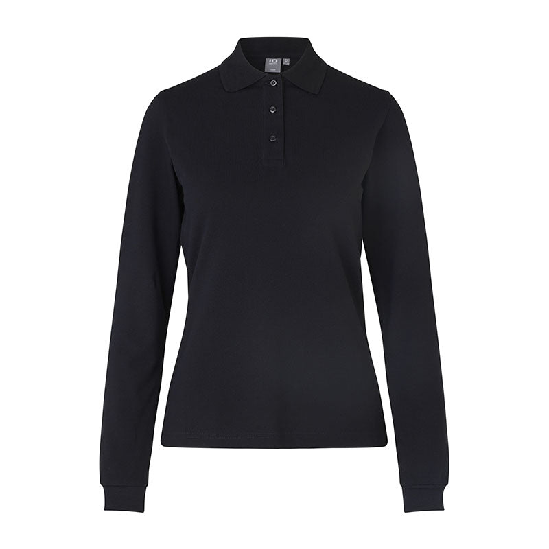 Langærmet Poloshirt Stretch Dame, Sort