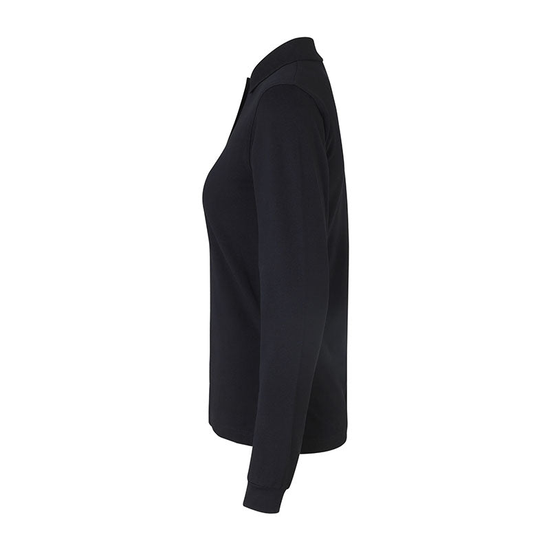Langærmet Poloshirt Stretch Dame, Sort