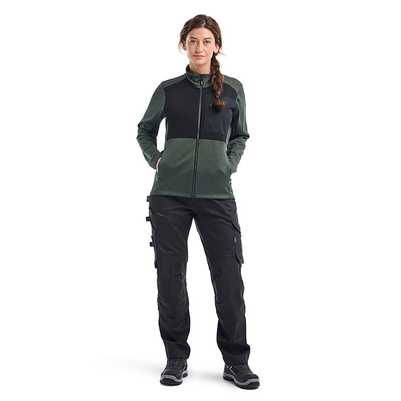 Sweatshirt full-zip Dame, Grøn/Sort