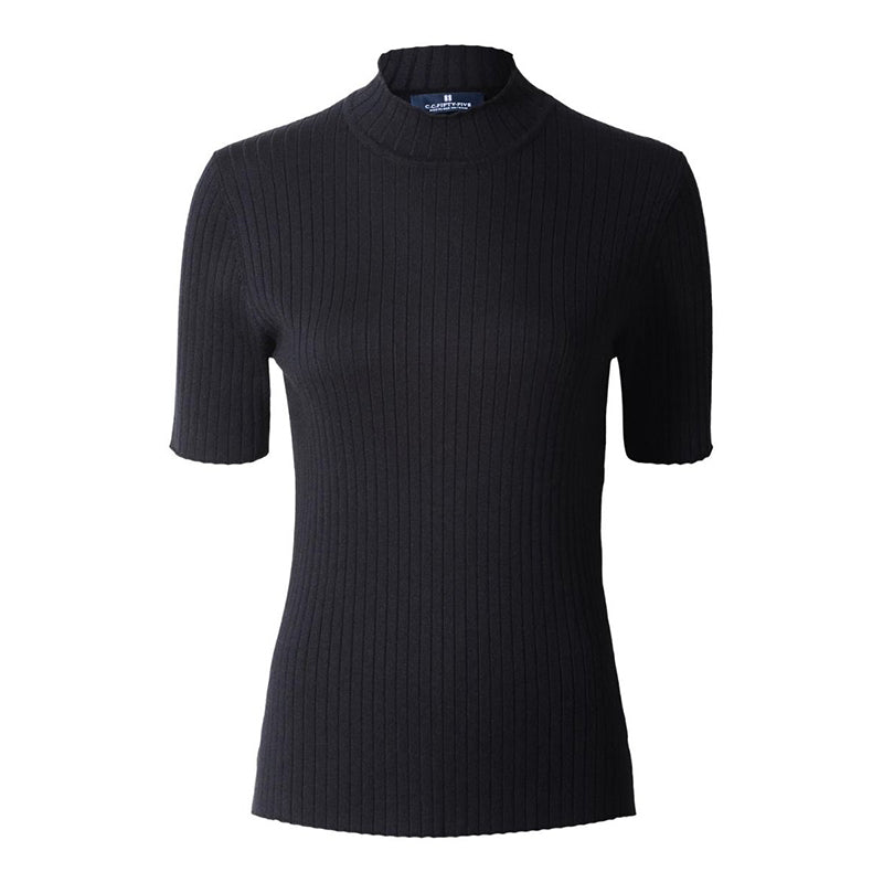 Paris Rib bluse Turtleneck, Sort