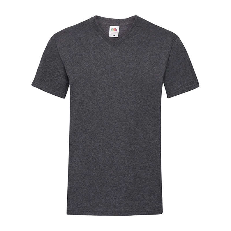 Valueweight V Neck Tee, Mørk gråmeleret