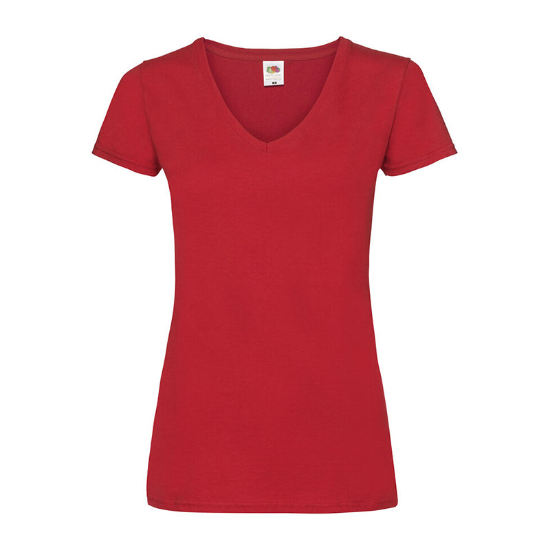 Ladies Valueweight V Neck T, Rød