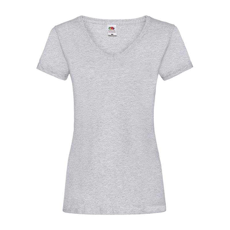 Ladies Valueweight V Neck T, Gråmeleret