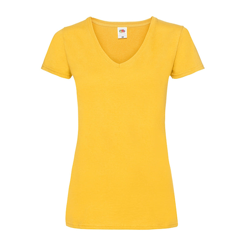 Ladies Valueweight V Neck T, Gul
