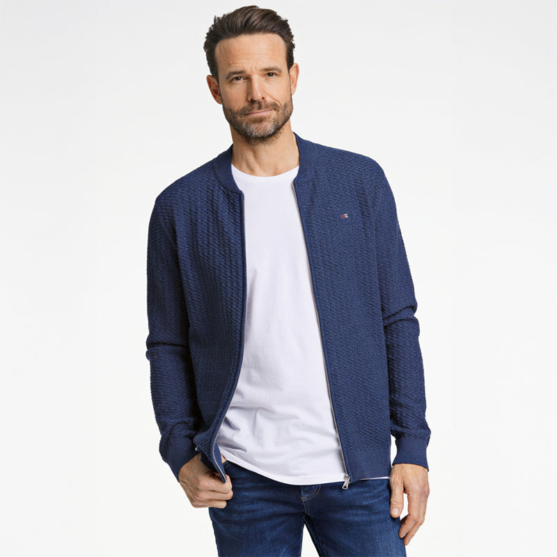 Cardigan Strukturstrik, Blåmeleret