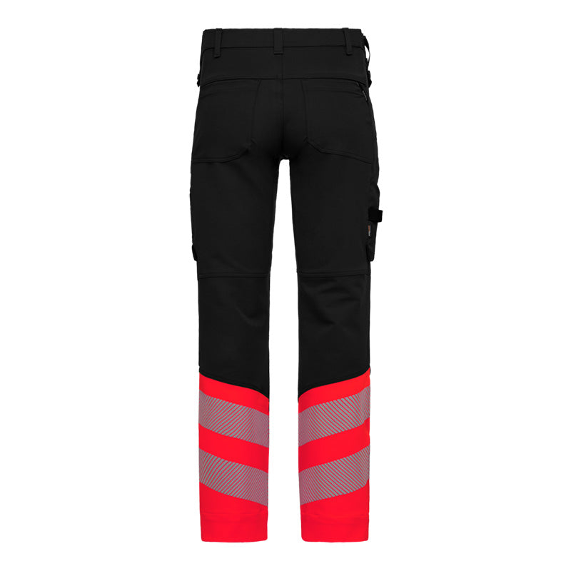 Safety arbejdsbukser med 4-vejs stræk, Sort/Rød
