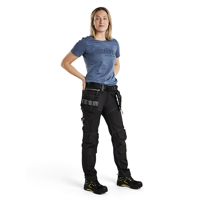 Dame håndværkerbukser med stretch, Sort