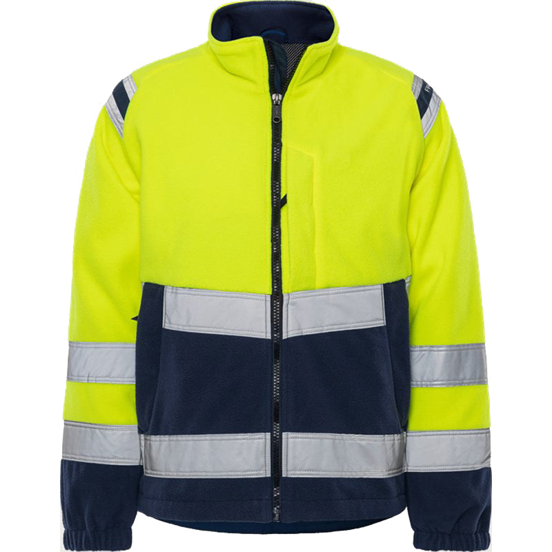 Hi-Vis vindtæt fleecejakke, Gul/Navy