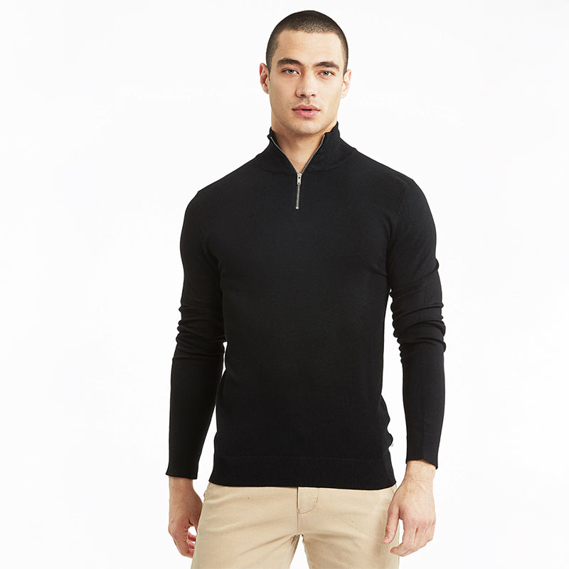 Half-Zip strik, sort