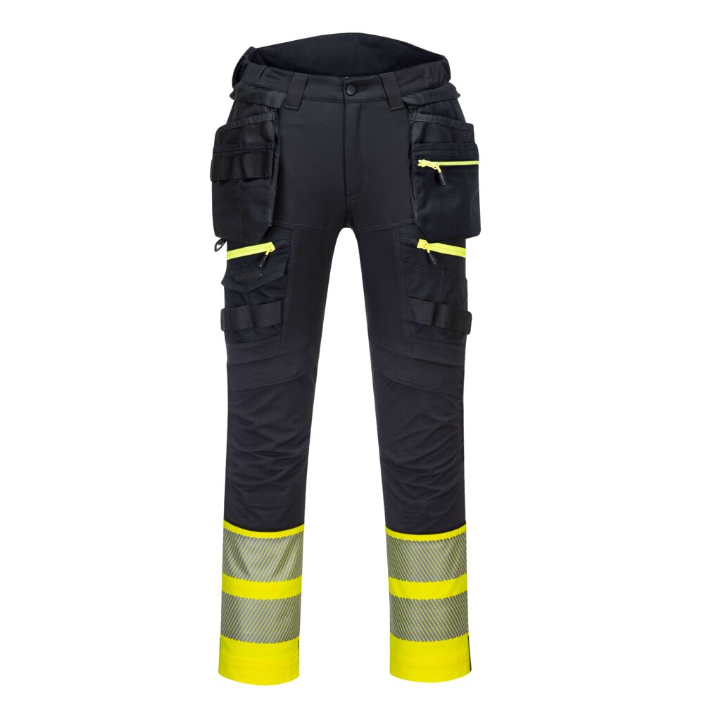 Hi-Vis Klasse 1 Bukser med aftagelige lommer, Sort/Gul