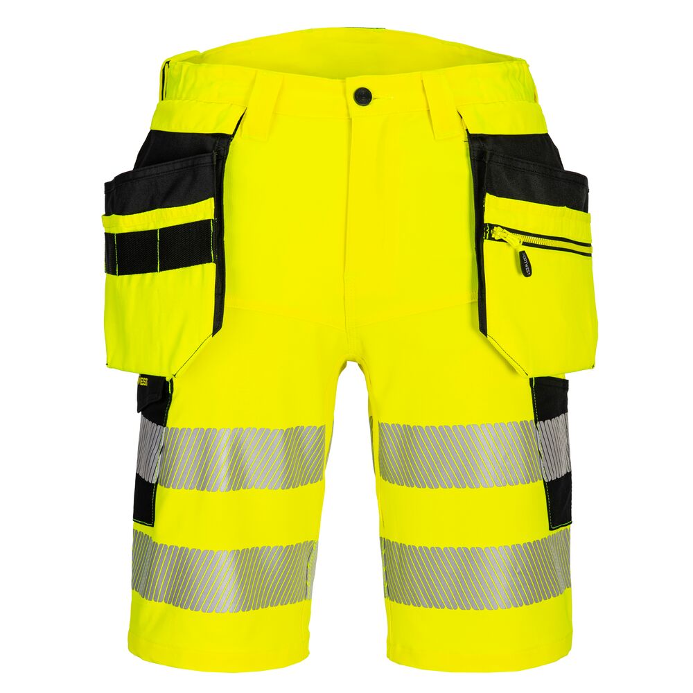 Hi-vis hængelomme shorts, Gul/Sort