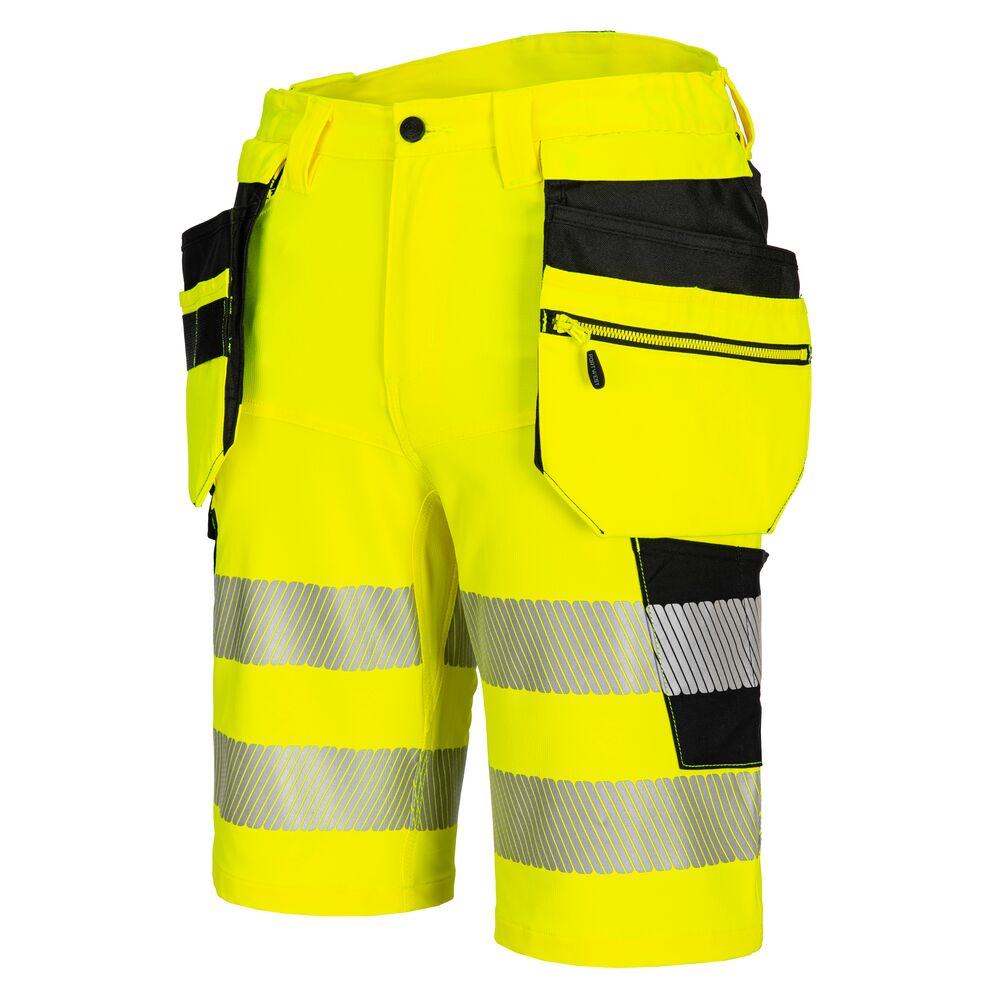Hi-vis hængelomme shorts, Gul/Sort