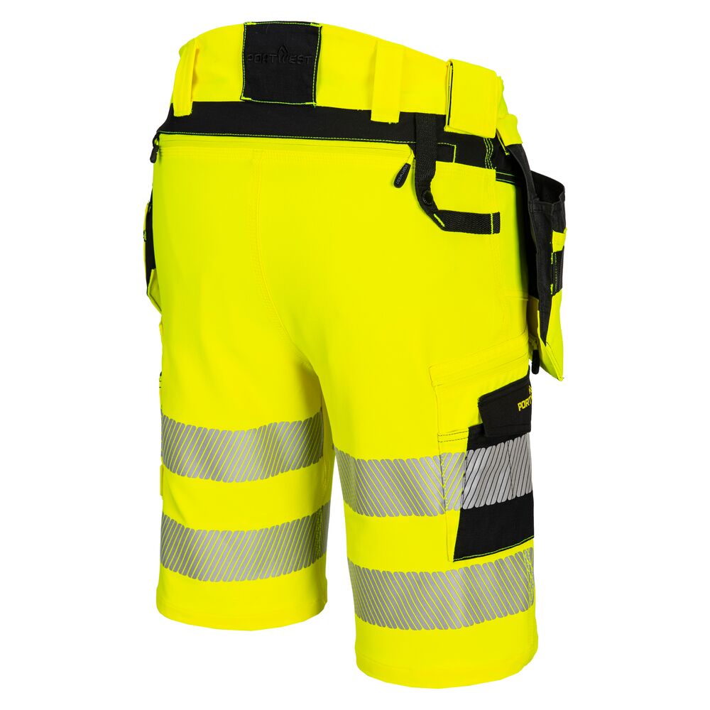 Hi-vis hængelomme shorts, Gul/Sort