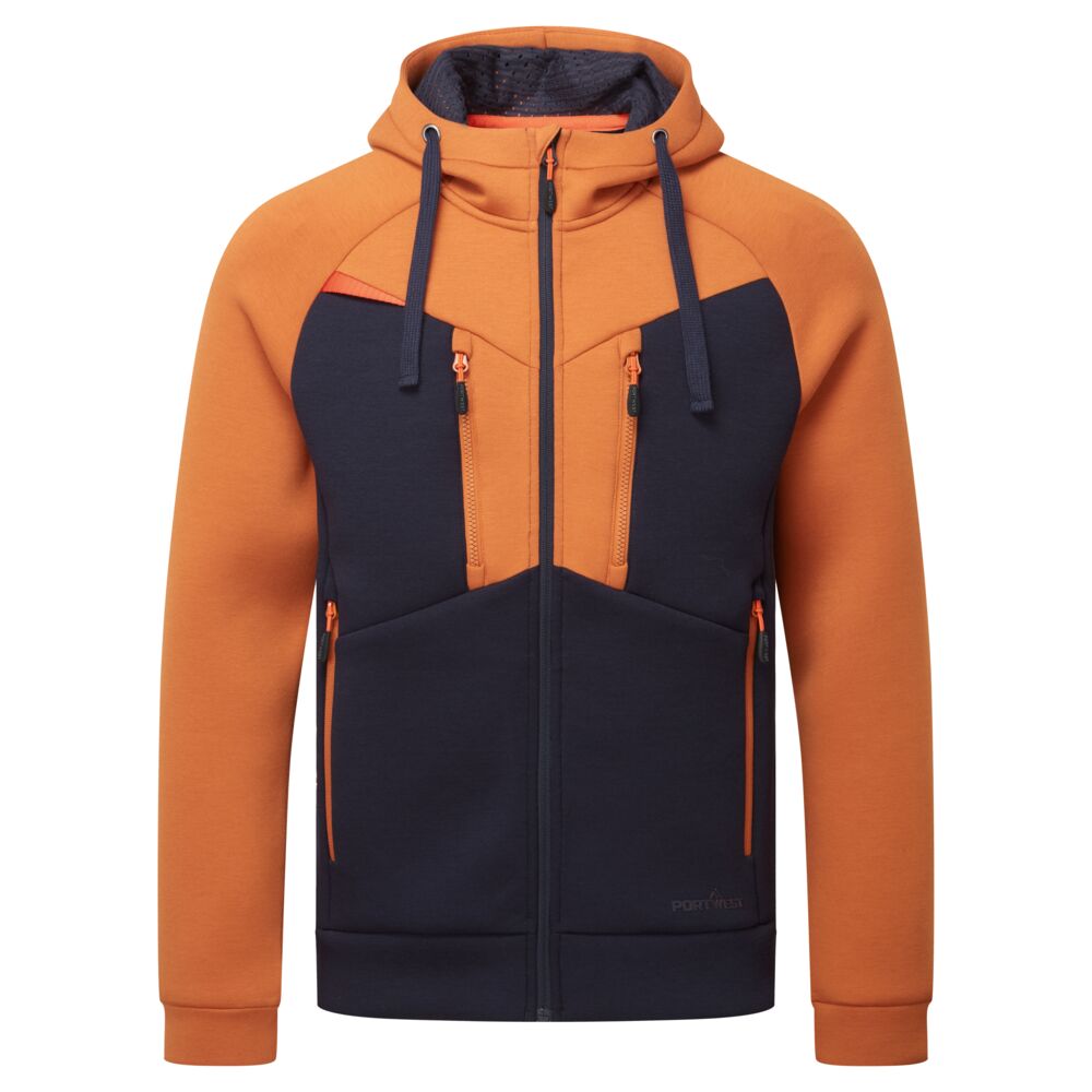 Hættetrøje med lynlås, Orange