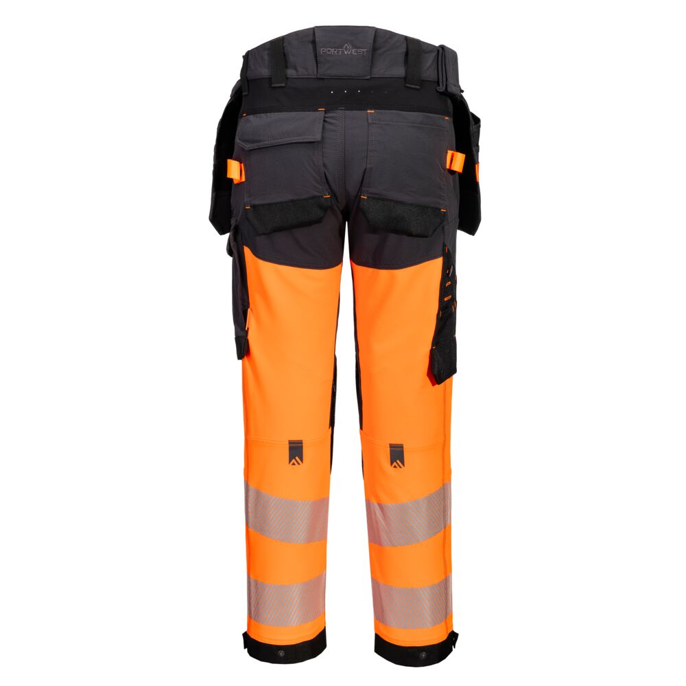 Hi-Vis stretch bukser med hængelommer, Orange/Sort