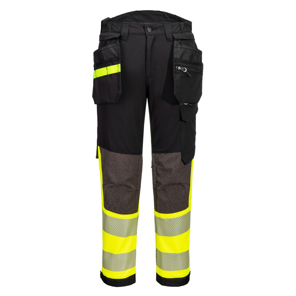 Hi-Vis stretch bukser med hængelommer, Gul/Sort
