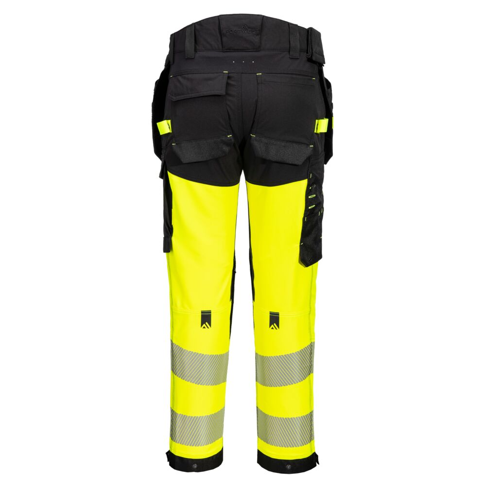 Hi-Vis stretch bukser med hængelommer, Gul/Sort