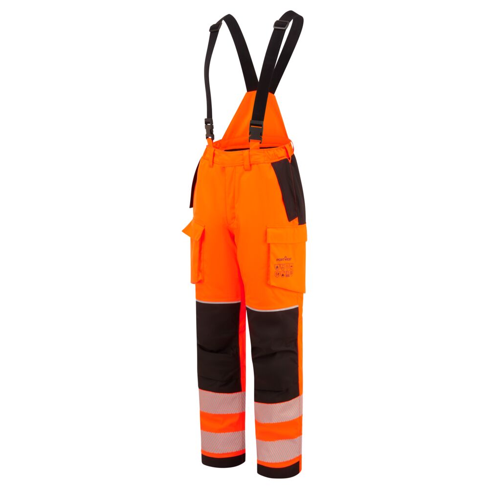 Modaflame Rain+ hi-vis vinterbukser, Orange/Sort