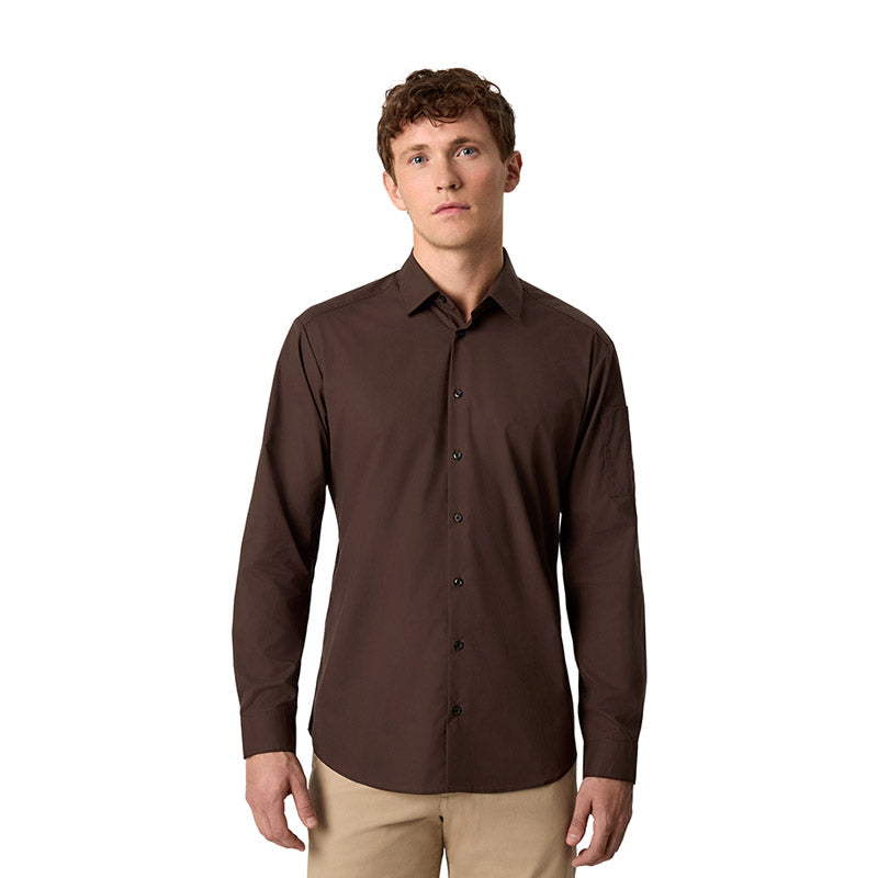 Poplin stretch skjorte herre, Mocca