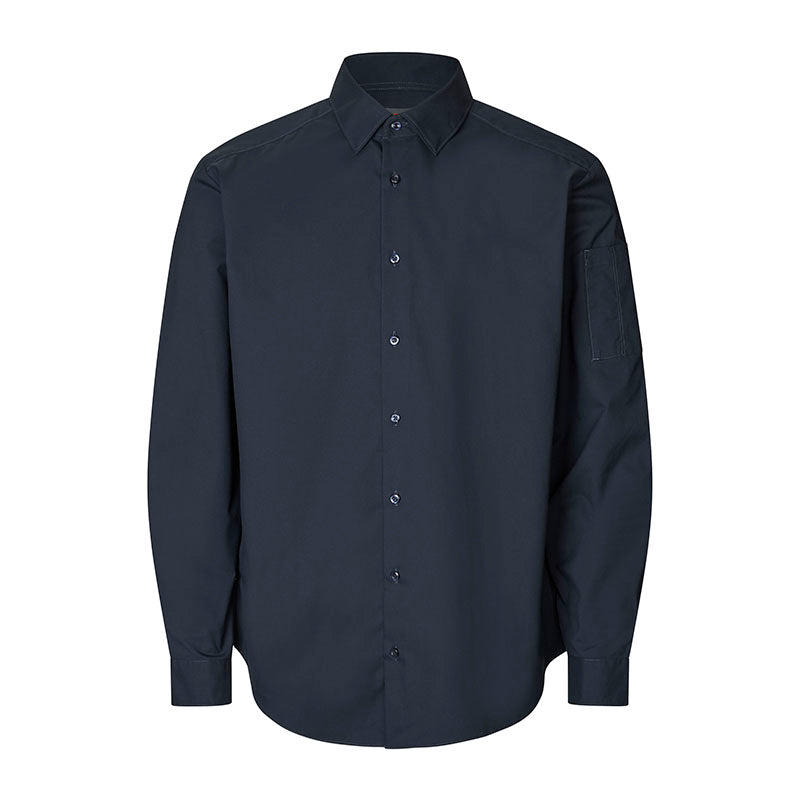 Poplin stretch skjorte herre, Navy