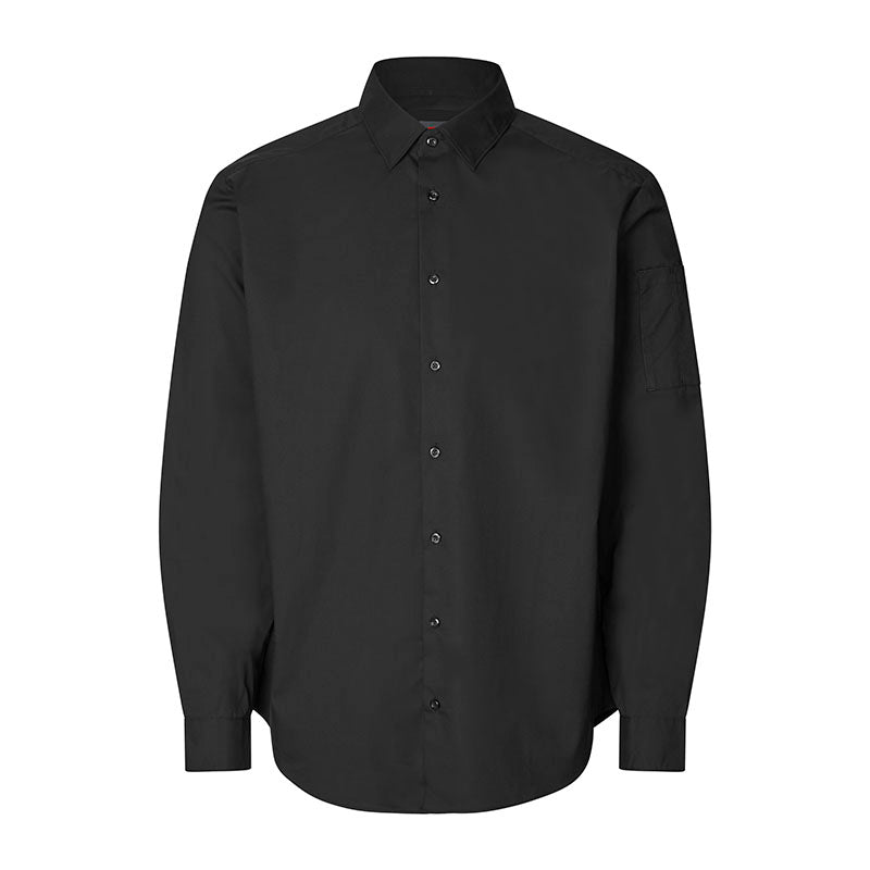 Poplin stretch skjorte herre, Sort