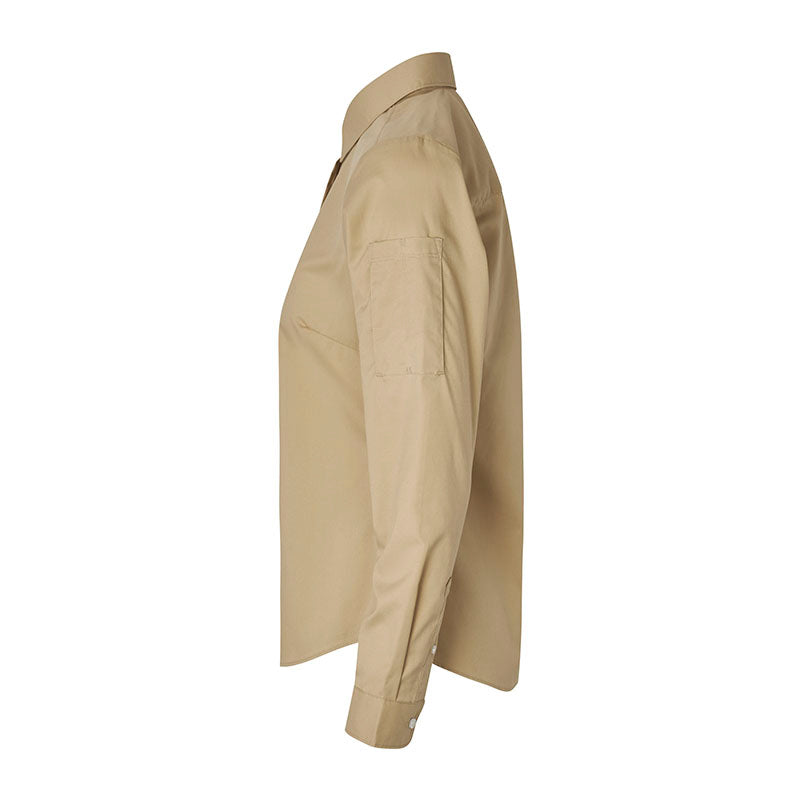 Poplin stretch skjorte dame, Sand