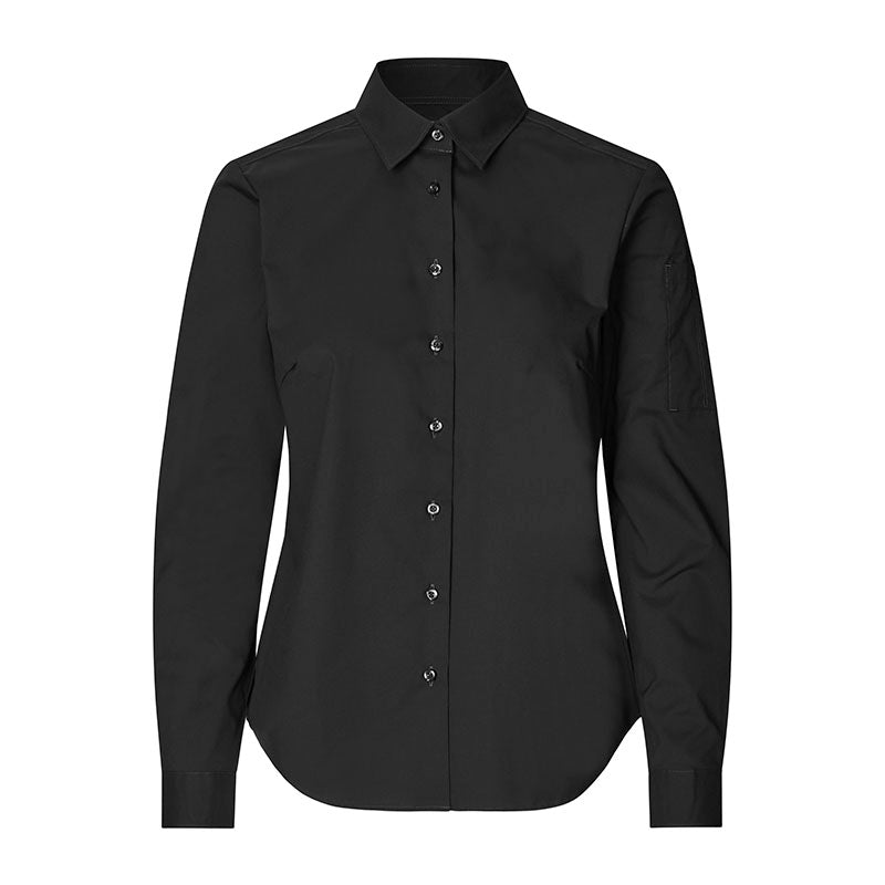 Poplin stretch skjorte dame, Sort