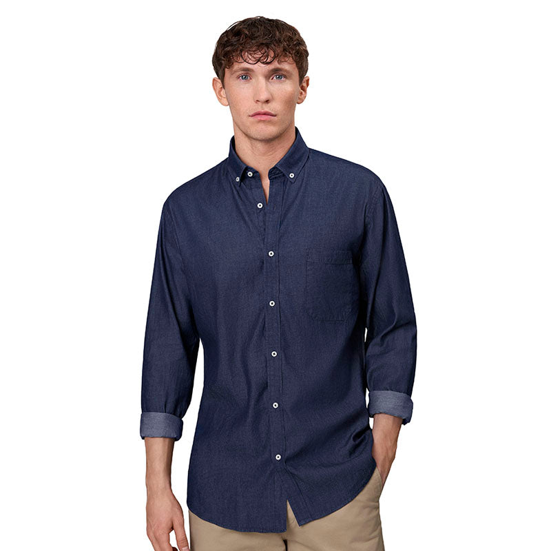 Soft denim Modern skjorte herre, Blå